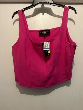 Royalty For Me Hot Pink Structured Square Neck Crop Tank